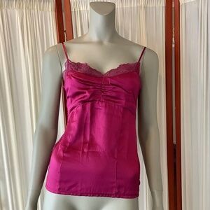 Ann Taylor Silk Lace Camisole Tank Top Burgundy Red Size Medium